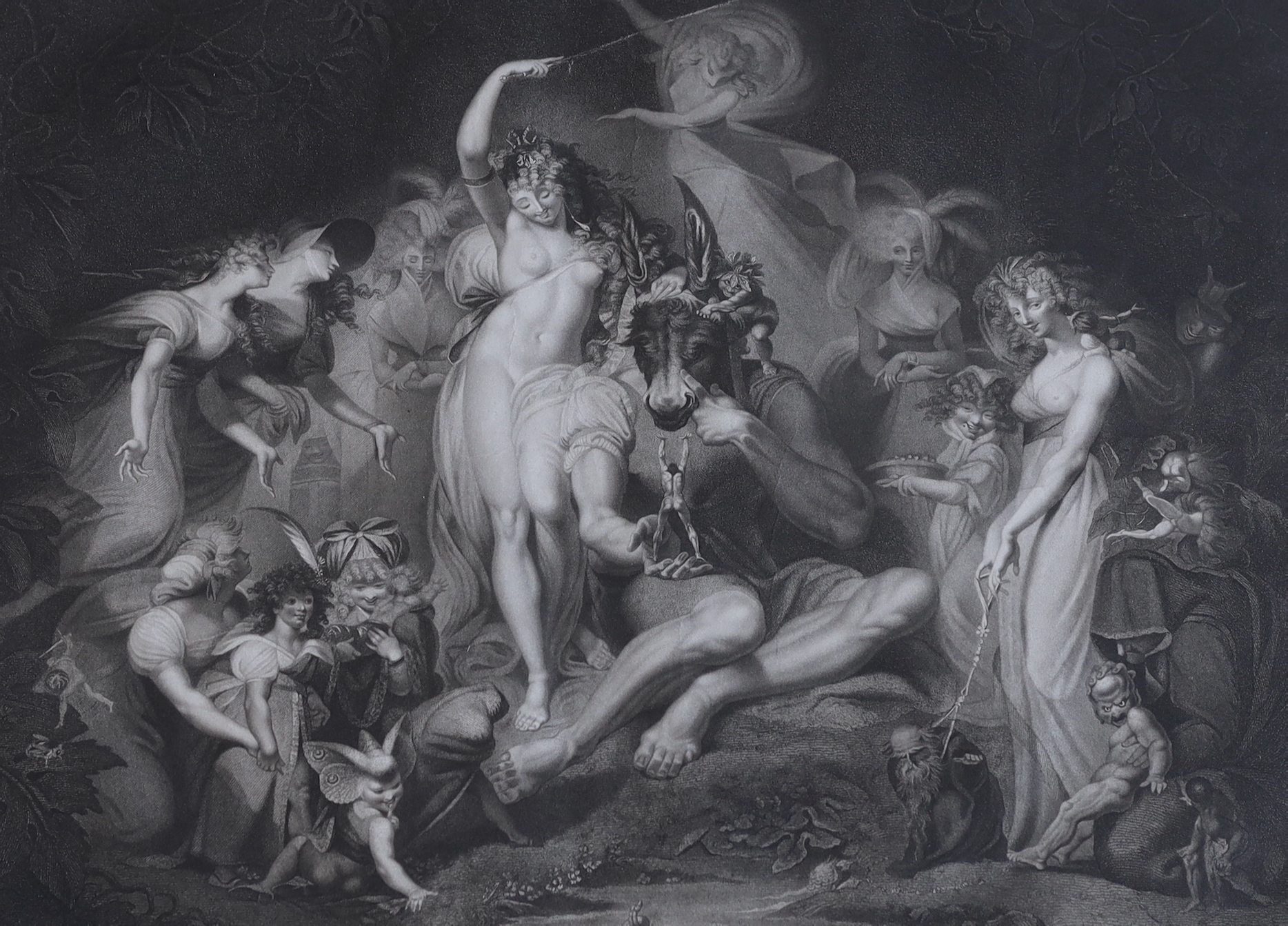 J.P. Simon after Henry Fuseli R.A., stipple engraving, 'Shakspeare. Mid Summer Nights Dream Act IV scene I', published by Boydell 1796, visible sheet 48 x 61cm